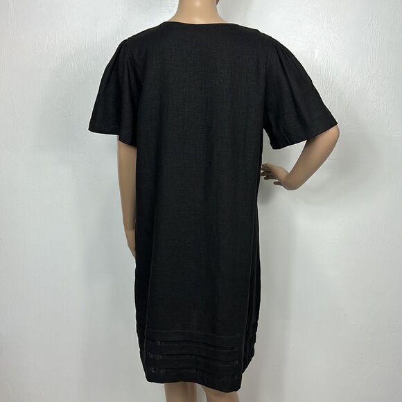 Nicole Miller Original Linen Blend Black Short Sleeve Dress Size M - Picture 3 of 8